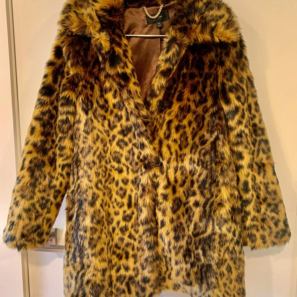 J Crew Leopard Fur Coat, XS